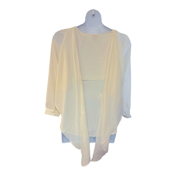 Monroe & Main Chiffon Ivory Self Scarf Blouse Office Career Business Casual Top - Picture 15 of 16